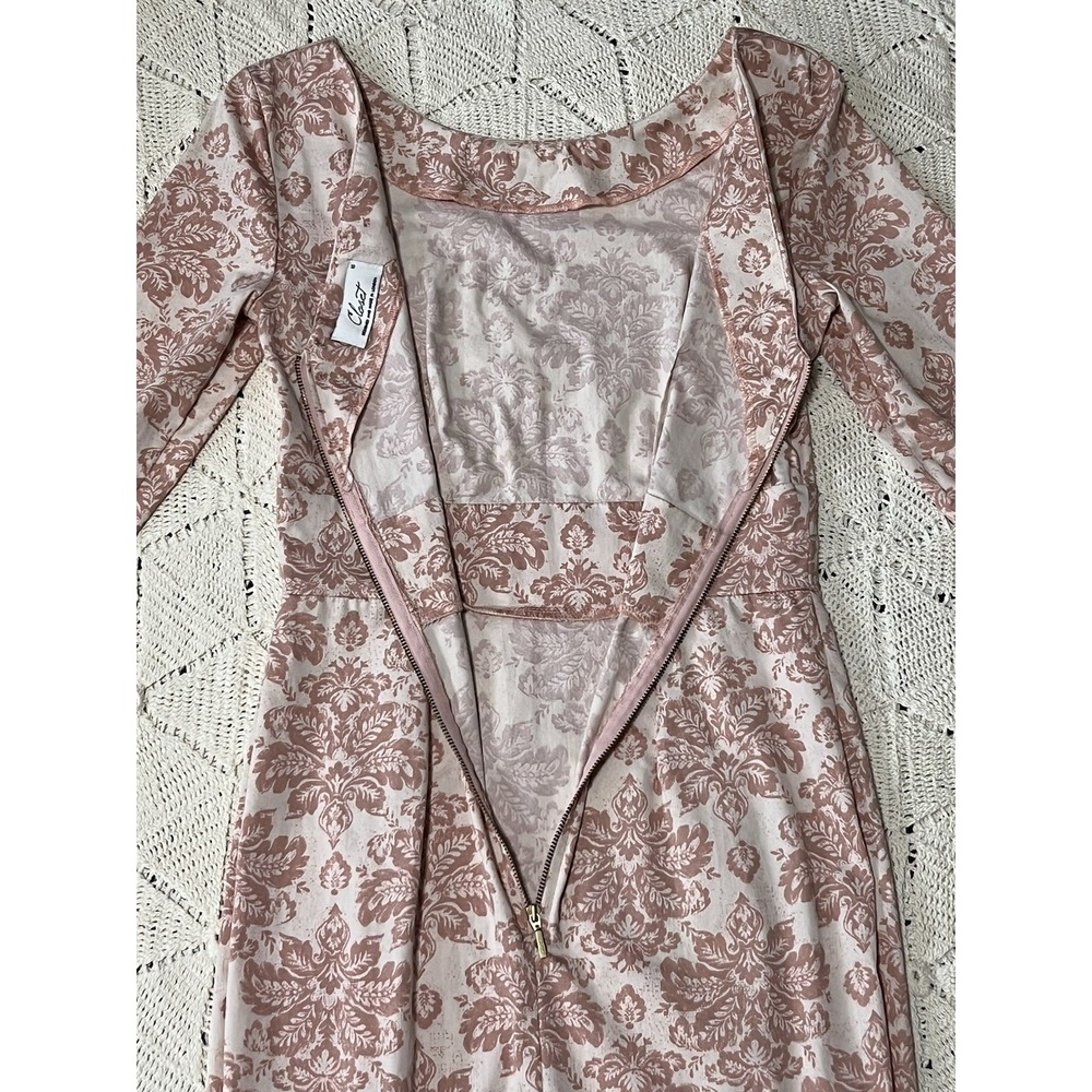 Closet London Dusty Rose Brocade Style Fitted Midi Dress – Size US 6 / UK 10 - Picture 6 of 13
